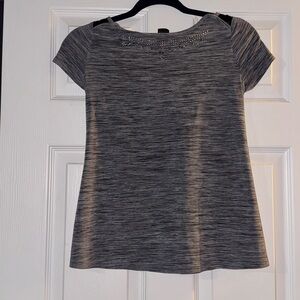 Susan Lawrence Heathered Gray Short Sleeve Top
